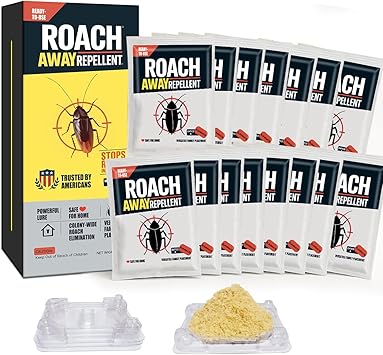 15 Pack Roach Repellent Powder Bait Station, Roach Stations for Indoor Cockroach infestation with Dual-Action Formula, Kills German/American/Oriental Cockroaches at The Source, Long Residual Effect