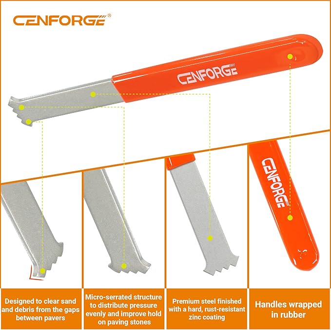 2-Pack Paver Removal Tool – Heavy Duty Galvanized Steel Paver Extractor & Puller – Serrated Grip Brick Lifter for Patio, Driveway, and Hardscape Repair (Non-Slip Handle)