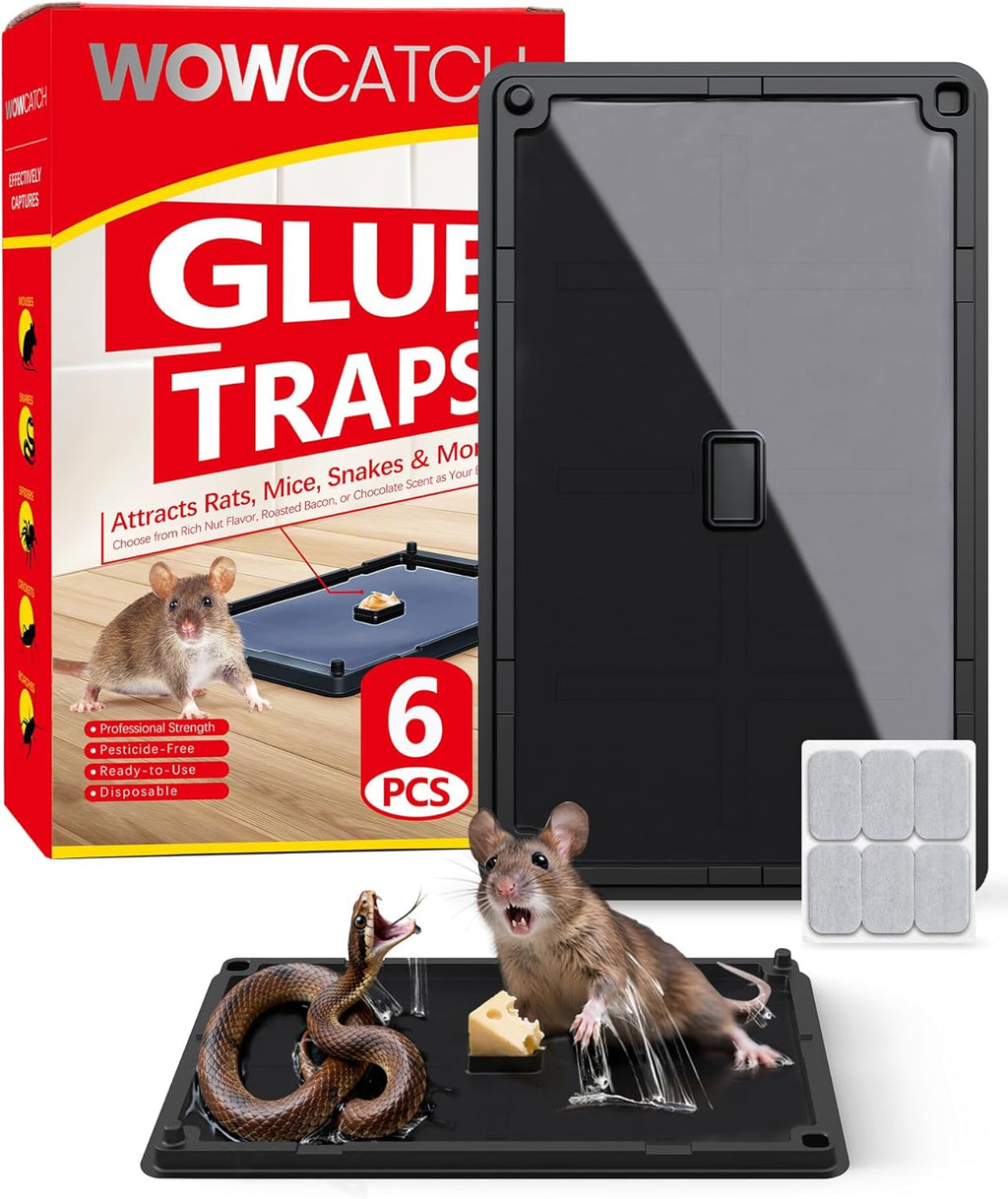 Sticky Mouse Traps Indoor for Home - 16 Pack Pre-baited Glue Traps for Roaches, Spider, Lizard, Bulk Sticky Rodent Catcher for Kitchen, Garage, Pet Safe Pest Control, Non-Toxic, Small Size