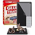 Rat, Snake and Mouse Traps 12 PK, Large Bulk Sticky Glue Traps Indoor for Home Pre-baited, Pet Safe Rodent Catcher for Garage, Kitchen, Catches Roaches, Spiders, Lizard, Non-Toxic, Large
