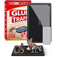 Rat, Snake and Mouse Traps 12 PK, Large Bulk Sticky Glue Traps Indoor for Home Pre-baited, Pet Safe Rodent Catcher for Garage, Kitchen, Catches Roaches, Spiders, Lizard, Non-Toxic, Large