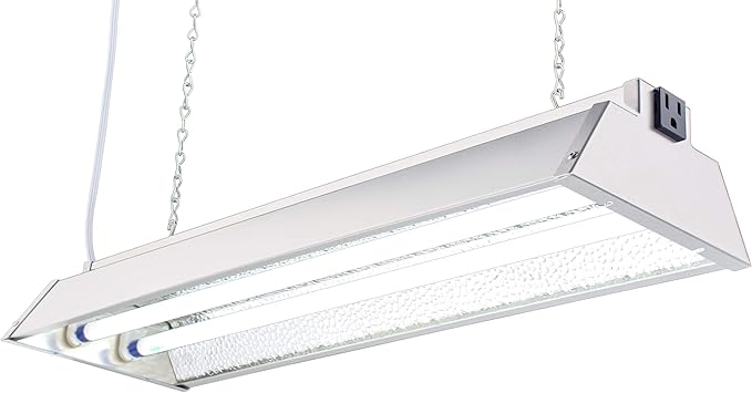 Durolux DL822N T5 HO 2Ft 2 Fluorescent Lamps Grow Lighting System with 5000 Lumens and 6500K Full Spectrum and Low Profile 7" Wide Reflector