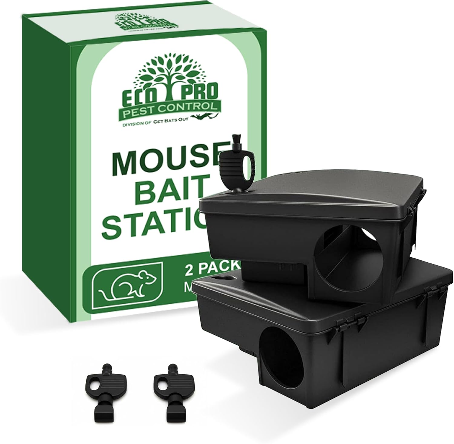 Mouse Bait Station | 4-Pack Indoor & Outdoor Mouse Bait Stations | Bait (Not Included) is Secured by Lock & Key | Pet & Child-Safe Alternative to Mouse Traps | for Mice Only - Small Size