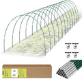 RIFNY 72 PCS Garden Hoops for Raised Beds, 12 Sets Greenhouse Hoops Kit of 8 FT Long Grow Tunnel, Rust-Free Fiberglass Garden Support Poles for Insect Mesh Netting Freeze Plant Cover (Green)