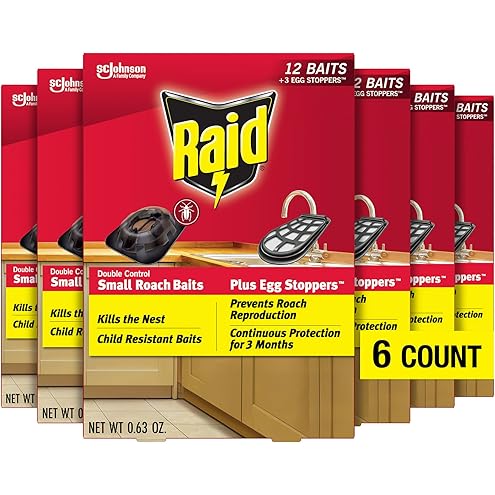 Raid Double Control Small Roach Baits, Plus Egg Stoppers, Child Resistant, For Indoor Use, Kills Roaches for 3 Months, 12 Count