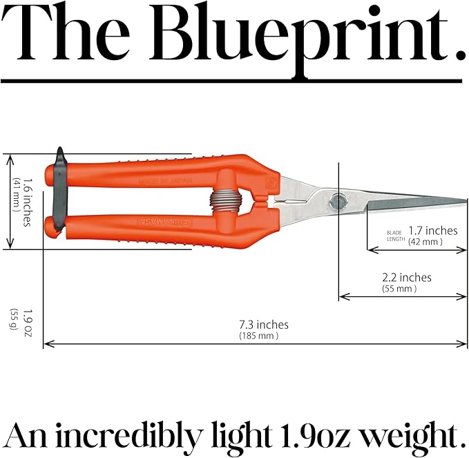 CHIKAMASA TP-530S Professional gardening shears/scissors for harvesting vegetables, fruit, trimming plants and excellent for small stem-thinning inside closed spaces.