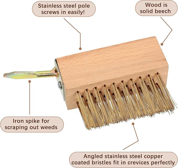 5 Pcs Moss Removal Deck Crevice Tool Grout Brush Cleaner Crevice Cleaning Tool Paver Cleaner Moss Remover Wire Brush with Scraper Patio Weed Brush Head for Outdoor Patio Pavement Sidewalk Driveway