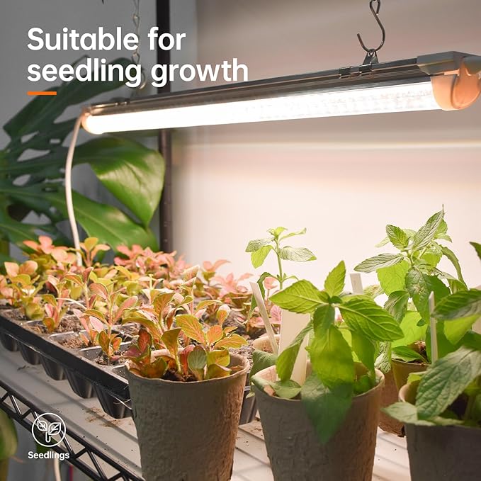 Bstrip 5-Tier Plant Shelf with Grow Light, Large L-Shaped or Long Shape Indoor Plant Stand, 8 Pack 192W T8 Full Spectrum Grow Lights for Indoor Plants & Seed Starting (58L x 13.8W x 59H)