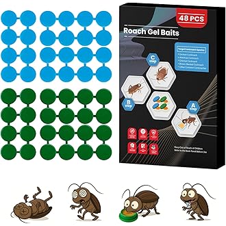48Pack Roach Gel Bait,Roach Repellent for Home - Fast Acting Cockroach Killer Gel,Roach Killer Indoor Infestation Solution,Long Lasting Natural Roaches Control for Kitchen, Bathroom, Garage