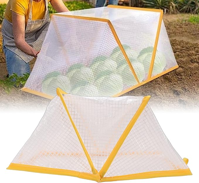 Garden Row Accelerator Plant Cover, Sturdy PVC Weather Proof Foldable Plant Net Cage Guard with Ground Stakes, for Greenhouse Vegetables Fruits Flowers