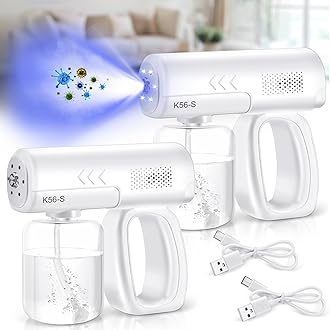 Electric Nanometer Atomizer, Portable Nanometer Mist Sprayer Gun Electric Fogger Cleaning Spray Gun for Home Office School Hotel (Black)