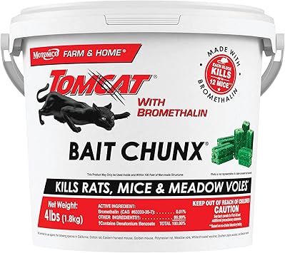 Tomcat Bromethalin Bait Chunx — Rat and Mouse Control Blocks for Agricultural Use, 4 lbs.