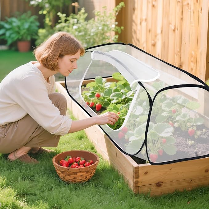 Garden Covers for Raised Beds 50" x 26" x 15" Pop Up Garden Rows Accelerator Plant Covers Insect Bird Barrier Greenhouse Cover Cage Plants Protector for Protecting Seedling Fruit Vegetable Row