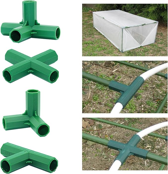 16PCS Fitting 16MM 4 Types Stable Support Heavy Duty Greenhouse Frame Building Connector Suitable for Grape Trellis Sunscreen Shed Gardening