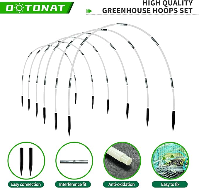8FT Garden Hoops Grow Tunnel Kit - Rust-Free Fiberglass Frame for Raised Beds, 36pcs - DIY Plant Support for Garden Netting, Row Covers, and Greenhouse Protection
