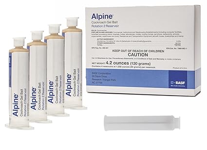 BASF Alpine Rotation 2 Cockroach Gel Bait Roach Killer for Indoor or Outdoor Infestation Control, Syringe Applicator 30 gram, 4 Pack
