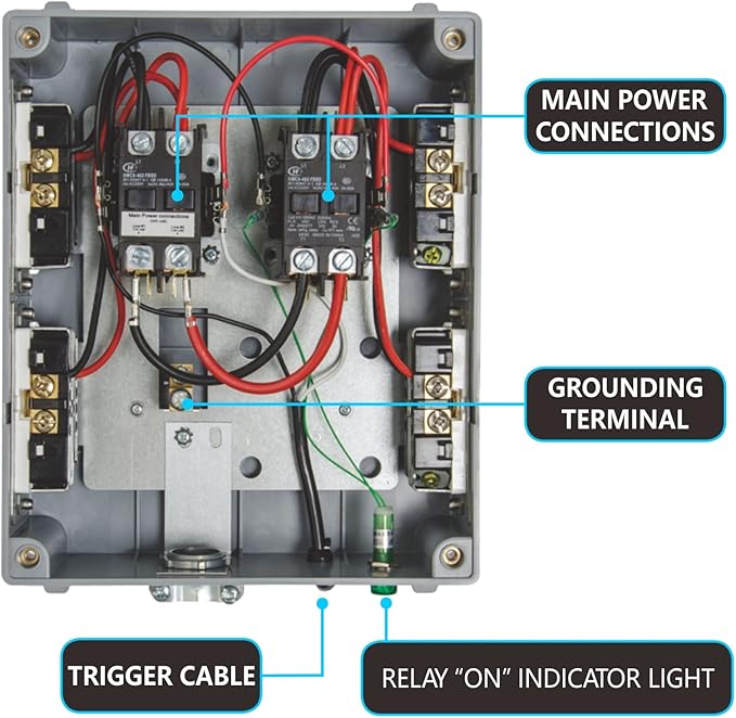Lighting Relay Controller 8000W 8-Light HID Master Relay Controller w/Trigger Cord for Hydroponics Indoor Grow Lighting (8-Outlet)