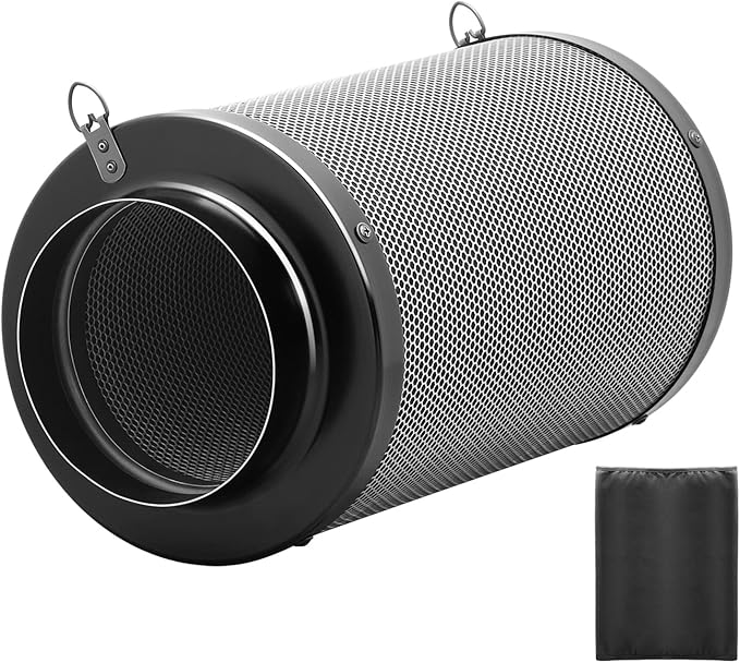 iPower 6 Inch Air Carbon Filter Odor Control with Australia Virgin Premium Charcoal and Reversible Flange for Inline Duct Fan/Grow Tent/Hydroponics, 6", Prefilter Included, Black