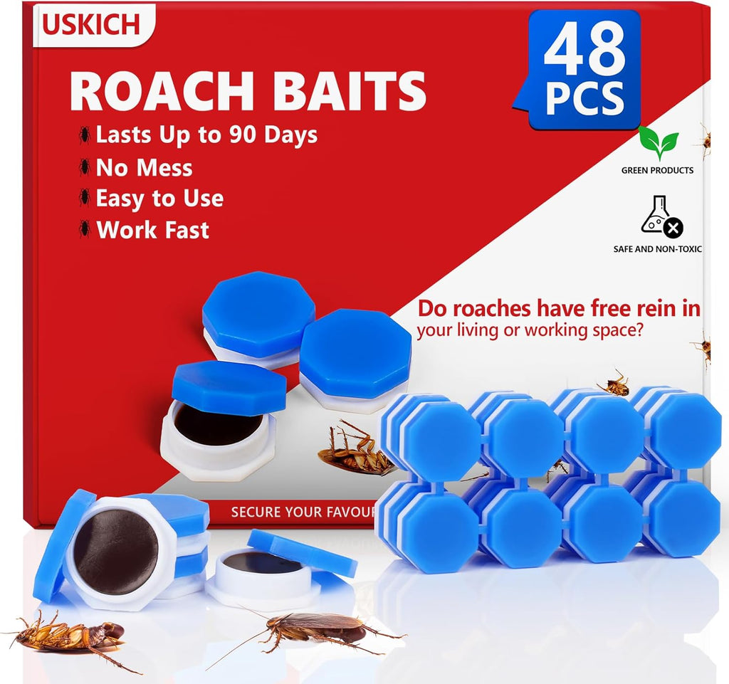 48Pack Roach Gel Bait,Roach Repellent for Home - Fast Acting Cockroach Killer Gel,Roach Killer Indoor Infestation Solution,Long Lasting Natural Roaches Control for Kitchen, Bathroom, Garage