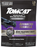 Tomcat Mouse Killer Refillable Bait Station with Advanced Formula Bait, 1 Station and 12 Poison Block Refills