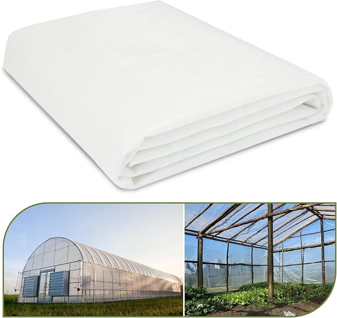 Greenhouse Plastic Sheeting, 8 x 25ft 6 mil Clear Greenhouse Film, UV Resistant Thickened Plastic Sheeting Heavy Duty, Polyethylene Green House Plastic Cover(8 x 25ft)