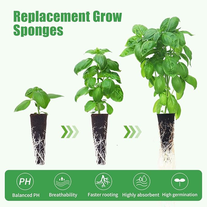 101 Pcs Hydroponic Growing kit for Indoor Garden,80 Grow Sponges, 20 Grow Baskets & 1 Tweezer, Replacement Growth Sponges Seed Pods of All hydroponic Brands Also Suitable for Soil Culture