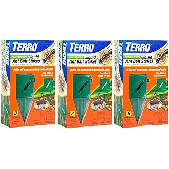 Terro T1812 Outdoor Liquid Ant Killer Bait Stakes - 8 Count (0.25 oz each) (2 Pack)