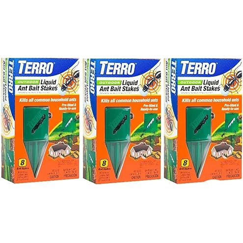 Terro T1812 Outdoor Liquid Ant Killer Bait Stakes - 8 Count (0.25 oz each) (2 Pack)