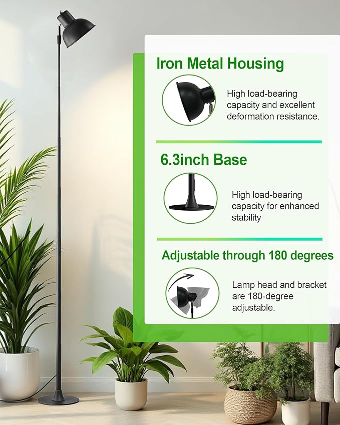yadoker Plant Grow Light for Indoor Plant, Aluminum LED Grow Light,Elevating Plant Lamp,Height Adjustable,Automatic Timer with 8/12/18Hours,10-Level Brightness,Ideal for Large Plant Grow