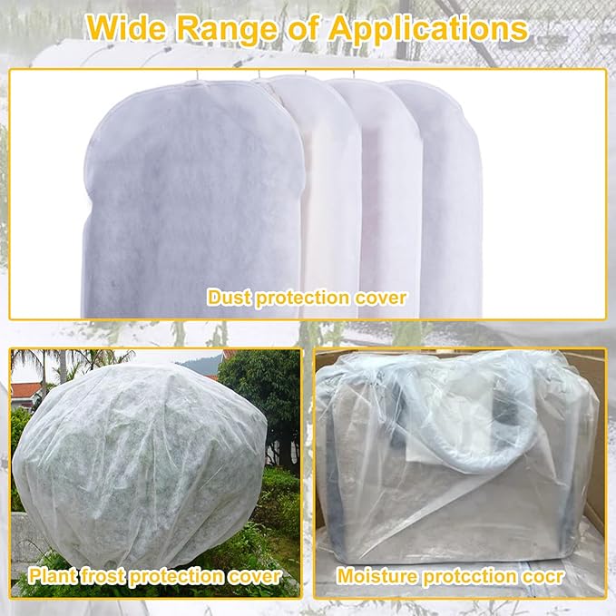 Plant Covers Freeze Protection with 20 Stainless Steel Clips, 10 x 29.5Ft Frost Cloth Plant Blankets Floating Row Cover for Outdoor Plants Raised Bed Greenhouse