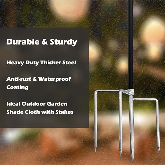 4-Pack of Posts and A Sunshade Cover for Plants – 50% Shade Cloth with Stainless-Steel Grommets for Garden Sun Shade, Greenhouse, Chicken Coop, Dog Kennel (Custom Size 6' x 10')