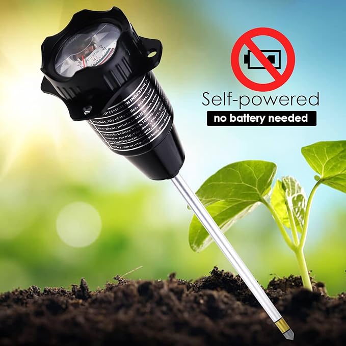 DANOPLUS Soil pH Meter 2 in 1 Soil pH Moisture Tester 12 inches Long Electrode Soil Test Kit for Plant, Garden, Lawn, Farm, Green House