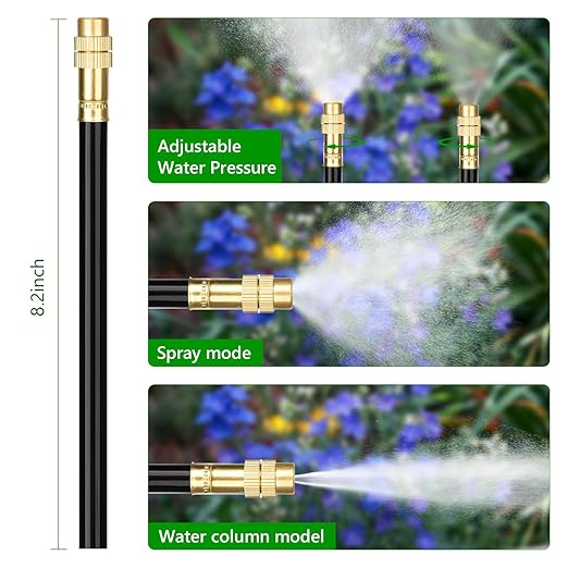 80FT Drip Irrigation System for Garden – Automatic Watering Kit with Solid Brass Metal Connectors, 360° Bendable Tubing &22 Adjustable Nozzles for Greenhouse, Lawn, Yard & Plants