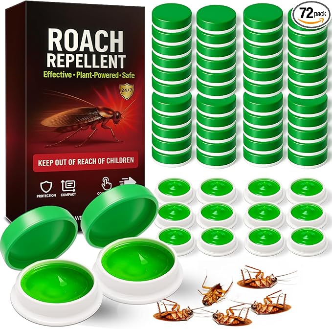 80 Pack Roach Bait Indoor Infestation, Powerful Attraction Cockroach Bait Gel Stations, Quick Repellent Formula, Easy to Apply Cockroach Control for Effective Home Protection