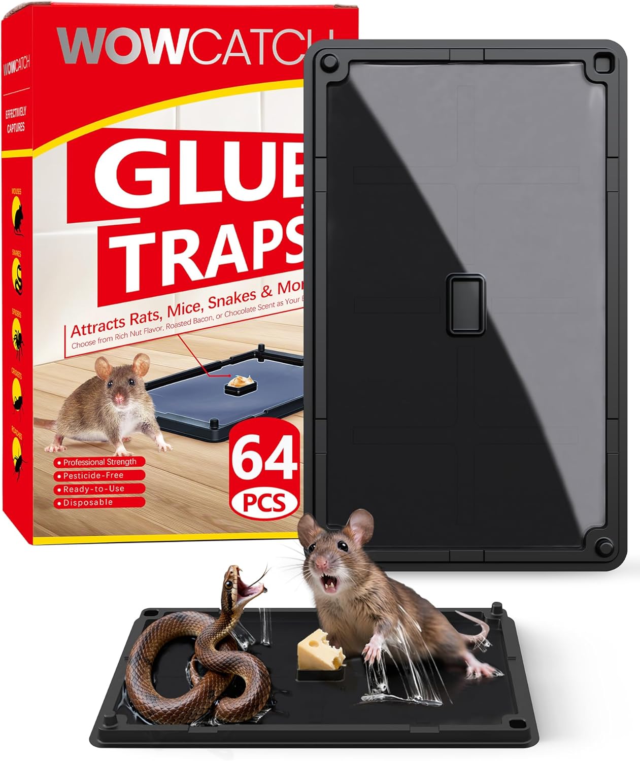 Sticky Mouse Traps Indoor for Home - 16 Pack Pre-baited Glue Traps for Roaches, Spider, Lizard, Bulk Sticky Rodent Catcher for Kitchen, Garage, Pet Safe Pest Control, Non-Toxic, Small Size