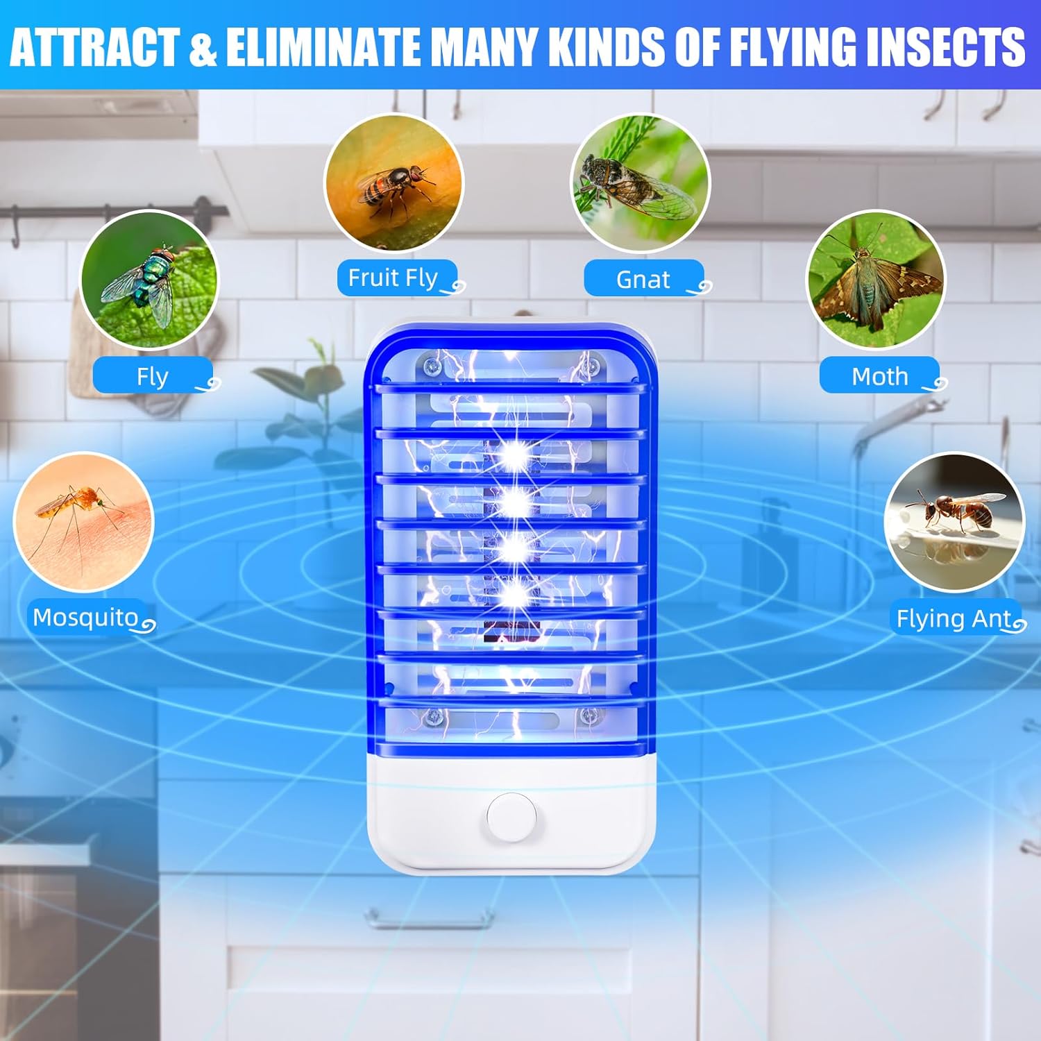 2026 Upgraded Bug Zapper Indoor Mosquito Zapper Mosquito Killer with Bug Lights Electronic Fly Trap Insect Killer for Living Room, Bedroom, Baby Room, Kitchen, Office,6 Pack