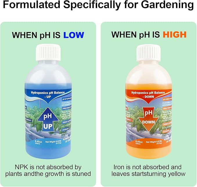 Kactoily pH Up and Down Control Kit, 250ml x 2 Bottles, Hydroponic Balance Solution