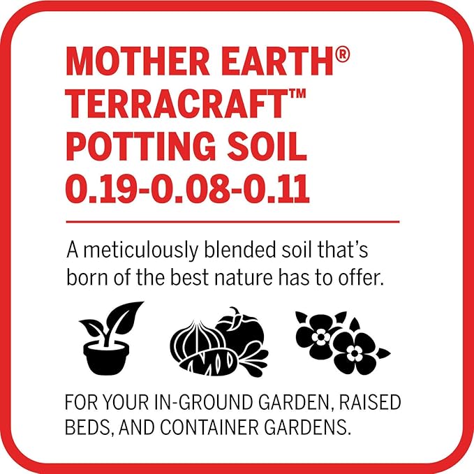 Mother Earth Products Terracraft Potting Soil, All Purpose Potting Soil For All Plants, Flowers, Vegetables And Tomatoes, 12 Qt., Natural