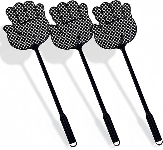 Fly Swatter Heavy Duty for Indoors – Hand-Shaped Flyswatter with Non-Slip Grip, Flexible 3-Pack Bug Swatters for Kitchen, Patio & Living Room