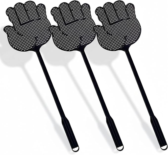 Fly Swatter Heavy Duty for Indoors – Hand-Shaped Flyswatter with Non-Slip Grip, Flexible 3-Pack Bug Swatters for Kitchen, Patio & Living Room