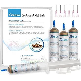 Ready-to-Use Cockroach Gel Bait, Roach Killer Indoor & Outdoor, Effective Cockroach Control - 4 Tubes x 30 Grams