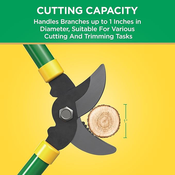 Miracle-Gro 15 in. Bypass Lopper for Tree Branch Trimming and Pruning – Heavy-Duty Branch Cutter with Ultra-Sharp Carbon Steel Blade, 1 in. Cutting Capacity and Comfort Grip Handles