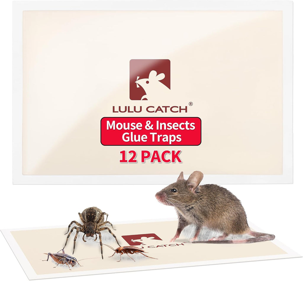 LULUCATCH Mouse Traps, 20 Pack Pre-Baited Sticky Mouse Traps Indoor for Home, Non-Toxic Bulk Sticky Pads, Glue Traps for Rats, Bugs, Spider, Mice, Cockroach, Pet Safe Pest Control