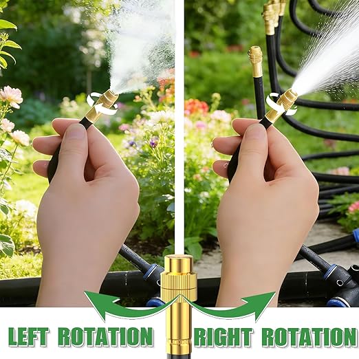 50Ft Drip Irrigation System 360°Adjustable Atomizing Copper Nozzle Irrigation System for Garden Watering System 5/16"Bendable Drip Irrigation Kit for Garden Yard Lawn Plants (50FT)