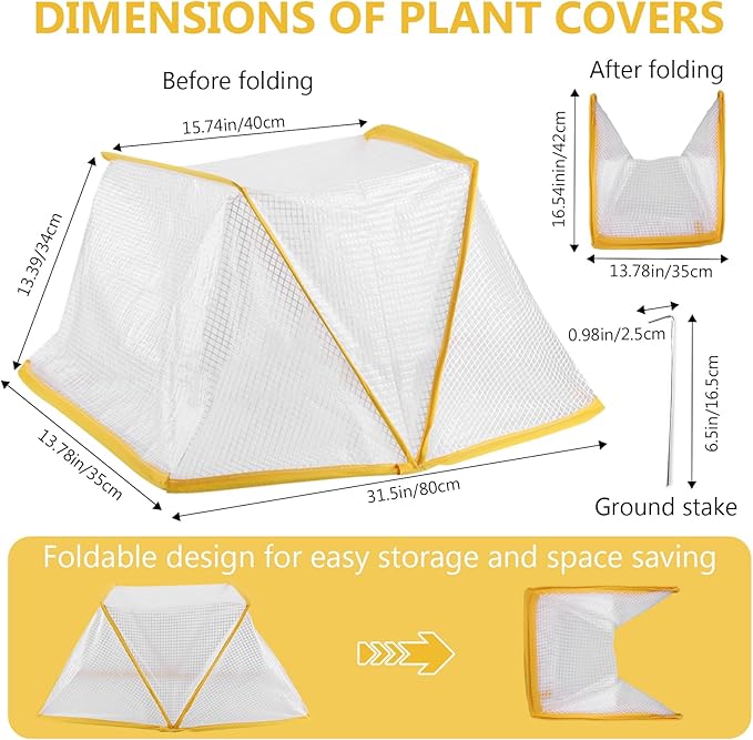 32″*14″*13″ Foldable Garden Row Accelerator Plants Cover Freeze Protection, Reusable Mini Greenhouse Cover for Raised Garden Bed Frost Covers for Plant Vegetable Seedling Protector, 3 Pack