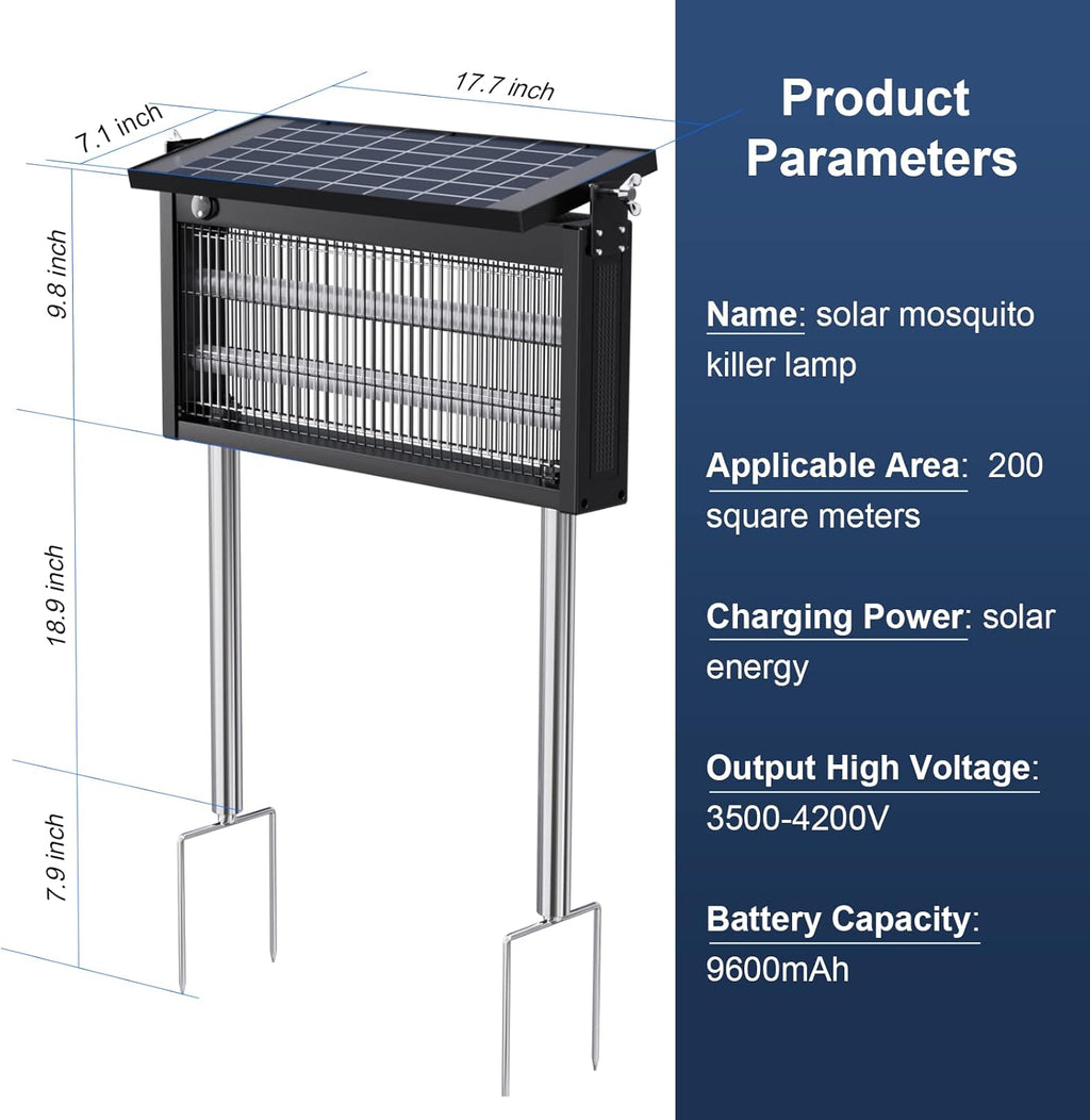 17.7 * 9.8 * 7.1in Bug Zapper Outdoor - Mosquito Repellent Outdoor Patio,Solar Bug Zapper Indoor,Waterproof Portable Fly Zapper,High Powered 4500V Mosquito Zappers Killer for Home,Patio,Camping
