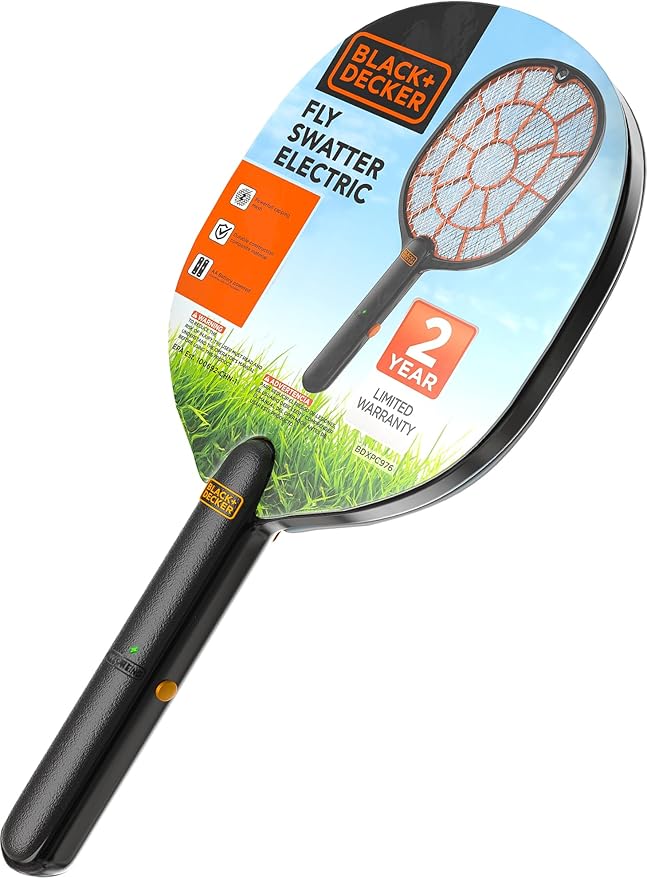 Bug Zapper Racket – Electric Fly Swatter for Gnats, Mosquitoes, & More – Harmless-to-Humans Outdoor Bug Zapper Battery Operated – Handheld Electric Fly Swatter –Indoor Racket