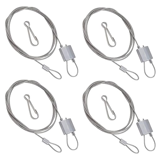 Rope Hanger, 4 Set 1M/3.28 Ft Stainless Steel Ceiling Light Hanging Wires Adjustable Wire Ropes Light Suspension Cables Kit for Growing Light