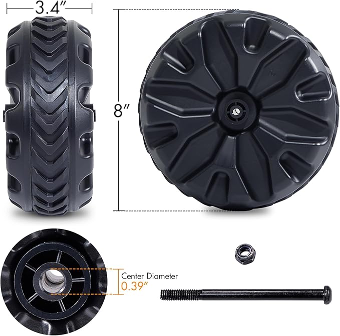 PORTAL Wagon Wheels Replacement 8" Diameter X 3.4" Wide for Utility Wagon Cart