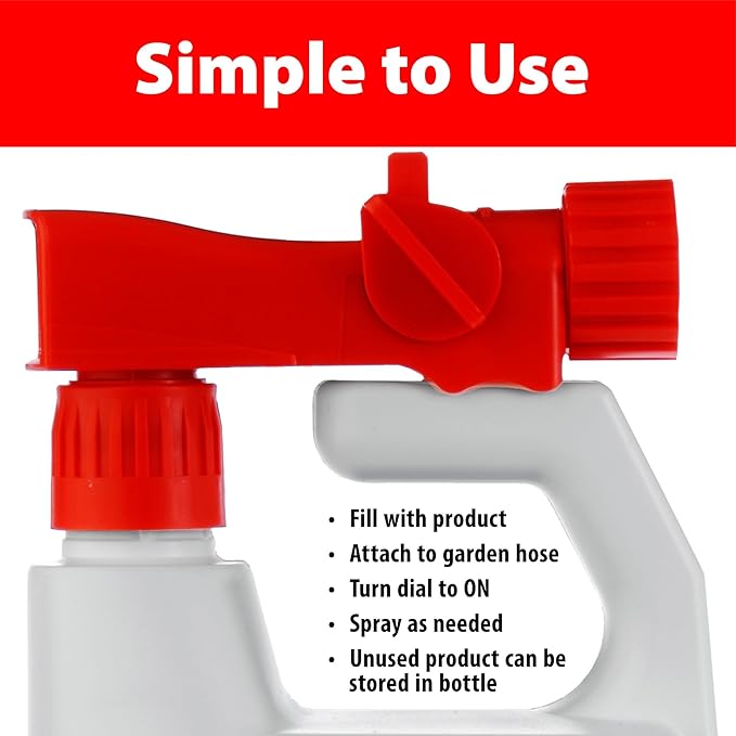 Hose-end Sprayer - 20:1 Ratio | 32oz Re-usable, Multipurpose Lawn & Garden Sprayer for Liquid Fertilizer, Weed Control, Pest Control, Fungicide, Car Wash Soap, and More